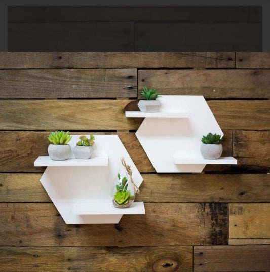Decorative Wall Shelf Set of 2 – Modern 3D Look for Bedroom & Living Room