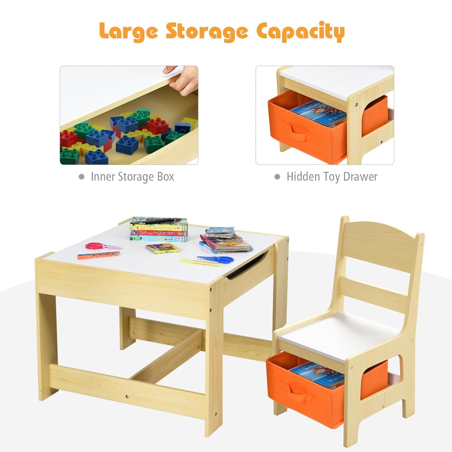 Kids Wooden Study & Play Table Set with Chairs – Multifunctional Furniture