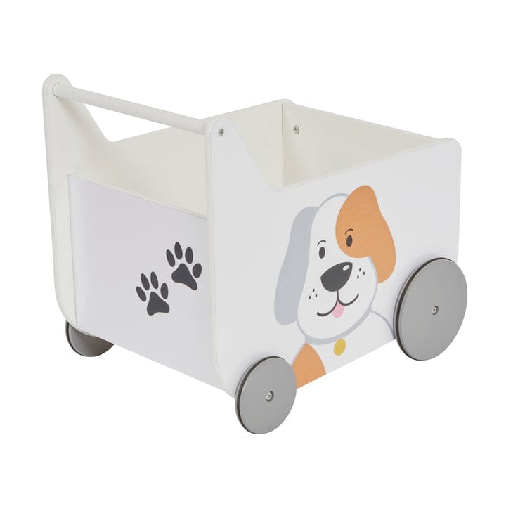 Cute Dog-Themed Wooden Storage Cart for Kids