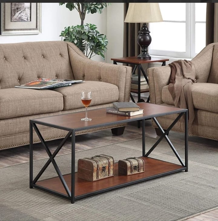 Modern Coffee Table by Carbon Loft – Industrial Style with Spacious Open Shelf.