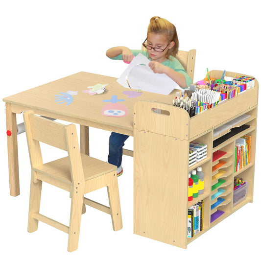 Kids Wooden Activity Table with Storage & Chairs