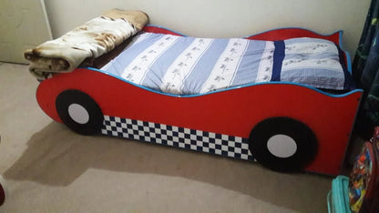Furnishoo Kids Racing Car Bed – Stylish Red Car Bed for Boys & Girls | Modern Kids Single Bed Design