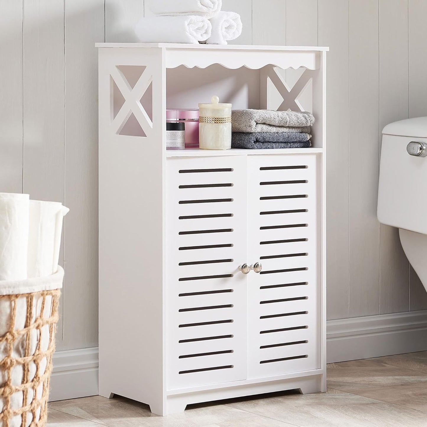 Modern Wooden Storage Cabinet – Multipurpose Organizer with Shelves & Doors