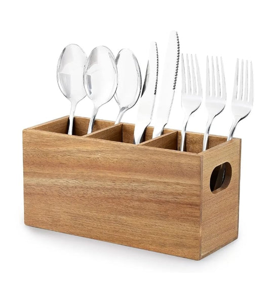 Wooden Desk Organizer with 3 Compartments – Multi-Purpose Storage Box