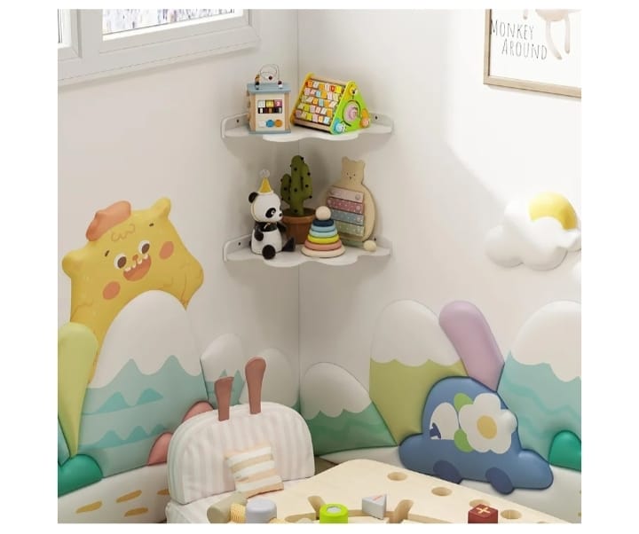Creative Cloud Shape Wall  Wooden Shelf with Cable Cut-Out, Easy to Hang for Bedroom, Living Room & Kids Room (White)