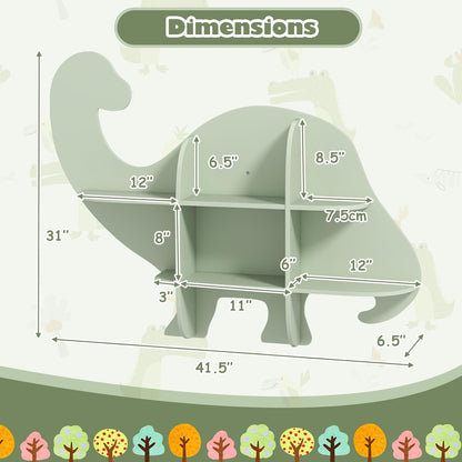 Dinosaur Shaped Wooden Wall Shelf – Kids Room Decorative Storage Rack