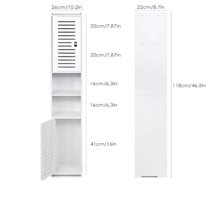 Slim Multi-Purpose Tall Storage Cabinet with Doors & Shelves