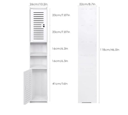 Slim Multi-Purpose Tall Storage Cabinet with Doors & Shelves