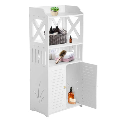 Multi-Purpose White Storage Cabinet with Shelves & Doors