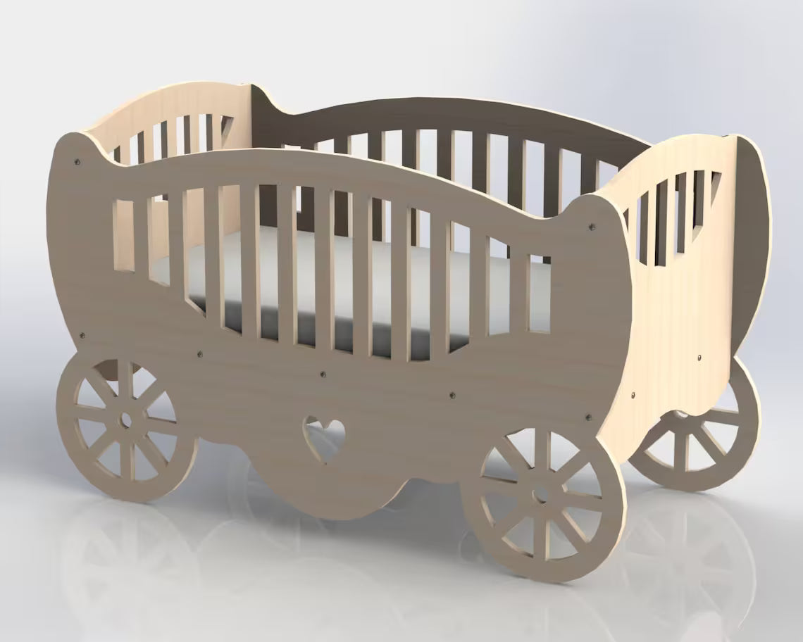 Royal Carriage Style Baby Cot – Wooden Crib with Elegant Design