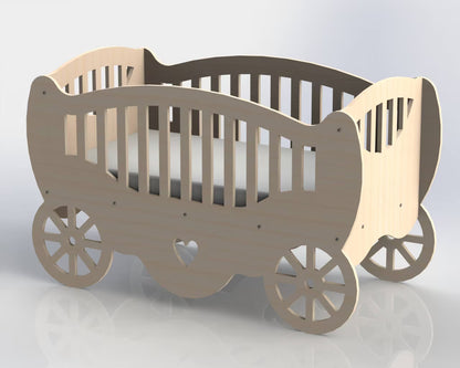 Royal Carriage Style Baby Cot – Wooden Crib with Elegant Design