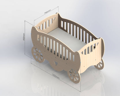 Royal Carriage Style Baby Cot – Wooden Crib with Elegant Design