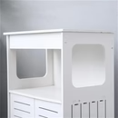 Compact White Bathroom Cabinet with Shutter Doors & Open Shelf