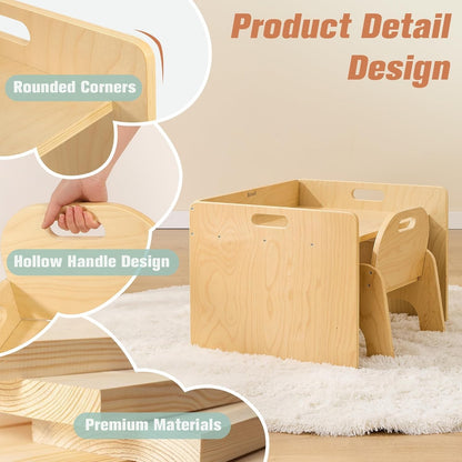 Toddler Table and Chair Set – Wooden Montessori-Inspired Furniture for Meals & Activities