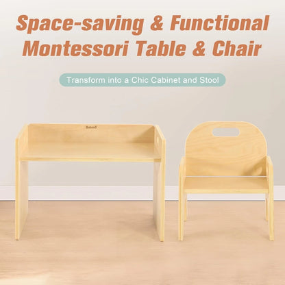 Toddler Table and Chair Set – Wooden Montessori-Inspired Furniture for Meals & Activities