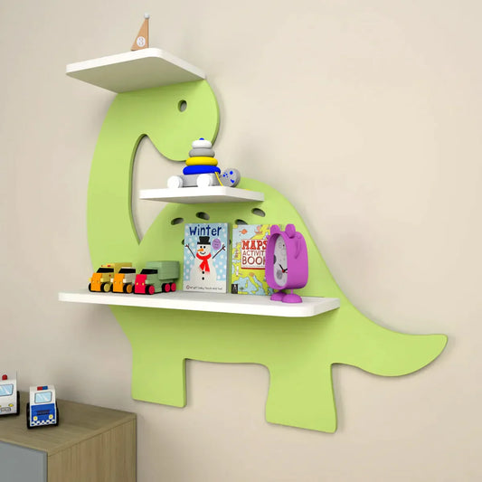 Dinosaur Wall Shelf for Kids – Wooden Storage Rack in Fun Design